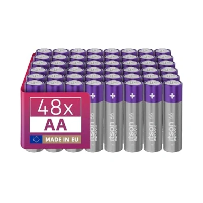 Abbildung von ITSON, Batterien AA, 48 Stück, 1.5V, Alkaline Batterien, für Uhren, Taschenlampen, Fernbedienungen, umweltfreundliche Verpackung 95% recycelt