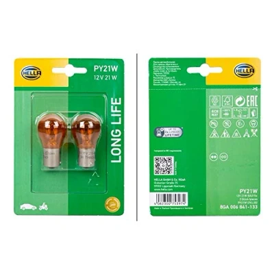 Abbildung von HELLA 8GA 006 841 133 Glühlampe, Blinkleuchte 12 21 PY21W BAU15s Halogen vorne und hinten VOLKSWAGEN: TRANSPORTER 4 Bus, Polo V Schrägheck