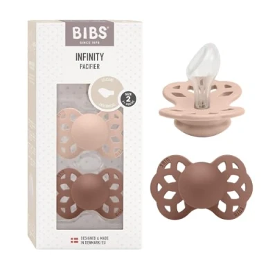 Abbildung von BIBS Infinity anatomischer Schnuller Zweierpackung, bisphenol A frei, Silikonsauger, Kiefergerechte Form. Silikon, 6 18 Monate (2er Pack), Blush/Woodchuck