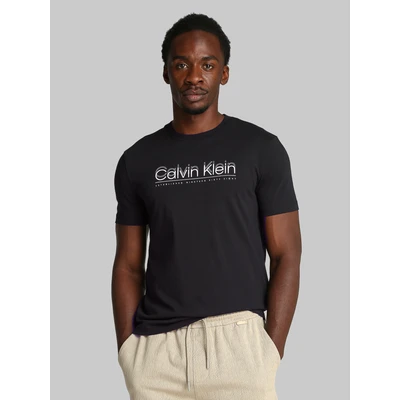 Abbildung von Calvin Klein Double LOGO Tshirt print, Herren, Größe: Small, Black