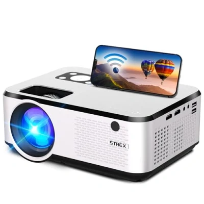 Abbildung von Strex Beamer Full HD 1920x1080P 7000 Lumen Streaming von Ihrem Handy mit WiFi Mini Projektor