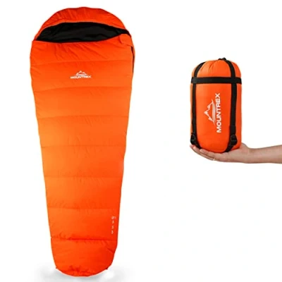 Abbildung von MOUNTREX® Schlafsack Kleines Packmaß &amp; Ultraleicht (760g) Outdoor Sommer Schlafsack, Mumienschlafsack (205x80cm) Kompakt, Warm und Leicht für Camping, Reise oder Festival Koppelbar