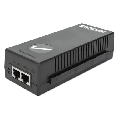 Abbildung von Intellinet Gigabit Ultra PoE+ Injektor (1 x 60 Watt Port, IEEE 802.3bt und 802.3at/af konform, Kunststoffgehäuse) schwarz 561235