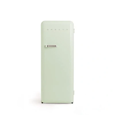 Abbildung von CREATE / RETRO FRIDGE 150 SILVER/Kühlschrank mit Gefrierfach 281L in Pastellgrün, Griff Silber 102W, niedriger Energieverbrauch, 150cm, 3 Ablagen, Temperaturregelung,60x60x150cm