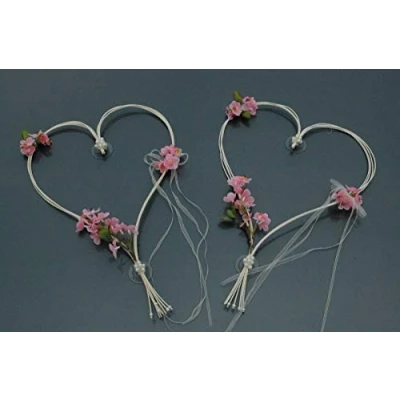 Abbildung von ROMANTISCHE Herzen Autoschmuck Auto Schmuck Braut Paar Rose Deko Dekoration Hochzeit Car Wedding (Rosa 10)