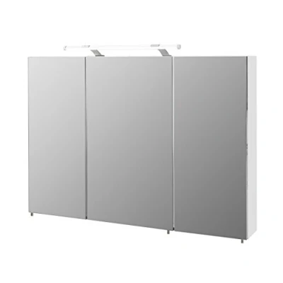 Abbildung von Schildmeyer Spiegelschrank &quot;Dorina, mit höhenverstellbaren Glasböden&quot;, Breite 100 cm, 3 türig, LED Beleuchtung, Schalter /Steckdosenbox