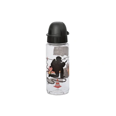 Abbildung von Emsa 518305 Drink2Go Tritan Trinkflasche 0,5 Liter Auto Close Kinderverschluss 100% dicht auslaufsicher spülmaschinenfest BPA frei Fireman