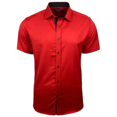 Abbildung von Baxboy Herren Hemd Slim Fit Bügelleichte Business Hochzeit Freizeithemd Kurzarm Hemden für Männer Modern B 455 S 4XL, Farbe:Rot, Größe:M