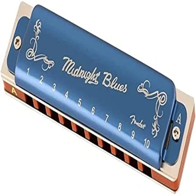 Abbildung von Fender® MIDNIGHT BLUES Harmonica Diatonic 10 Hole Tuning A Blue Limited Edition