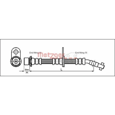 Abbildung von METZGER 4112167 Bremsschläuche 500 TOYOTA: Avensis I Kombi, Limousine, Liftback