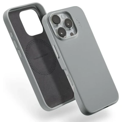Abbildung von MOFT für iPhone 16 Pro Max Hülle, MOVAS Vegane Ledertasche Magnetische Hülle Kompatibel mit MagSafe, Weicher Anschlag, Farberhaltung, Fleckenresistent, Leicht zu Reinigen, Zement