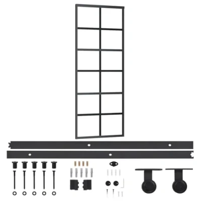 Abbildung von vidaXL Schiebetür mit Beschlag ESG Glas &amp; Aluminium 76x205 cm