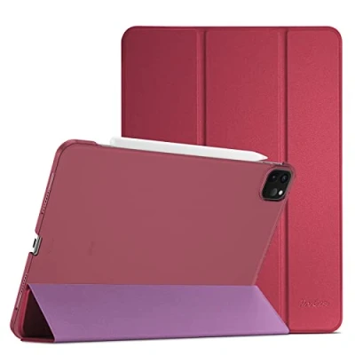 Abbildung von ProCase Hülle für iPad Pro 11 Zoll 2022/2021/2020 (4/3/2 Generation), Dreifach Falt Klapp Schutzhülle, Ultra Dünn Leicht Ständer Schale Smart Case Cover Wein