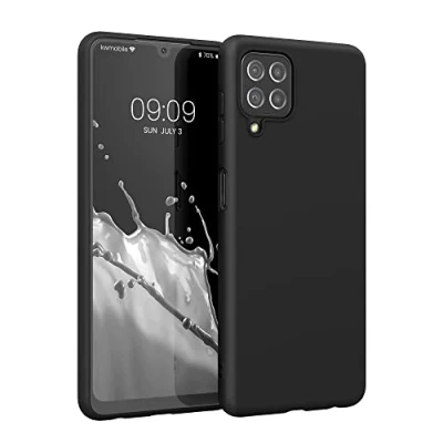 Abbildung von kwmobile Hülle kompatibel mit Samsung Galaxy A22 4G weiches TPU Silikon Case Cover geeignet für kabelloses Laden Schwarz matt