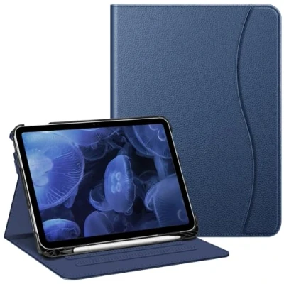 Abbildung von FINTIE Schutzhülle kompatibel mit iPad der 10. Generation (2022) 10,9 Zoll, Multi Winkel Ansicht, Stifthalter und Tasche, automatischer Schlaf /Wachmodus, Marineblau