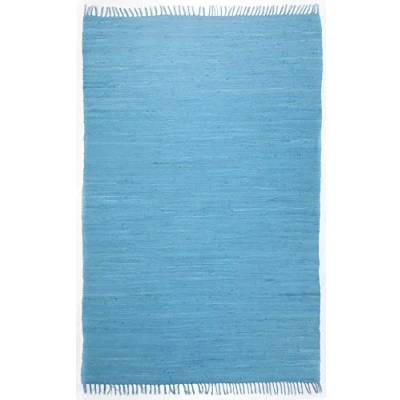 Abbildung von Theko Dhurry Teppich aus 100% Baumwolle Flachgewebe Happy Cotton handgewebt Farbe: Türkis 70x140 cm
