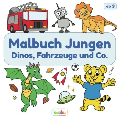 Abbildung von Malbuch Jungen Dinos, Fahrzeuge und Co.: Für Kinder ab 3 Jahren Dinosaurier, Autos, Tiere viele weitere Motive zum Ausmalen Kritzeln