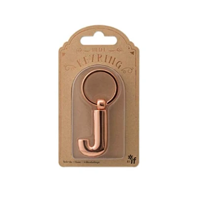 Abbildung von IF Schlüsselanhänger aus Metall, personalisierbar, Buchstaben, Roségold, J