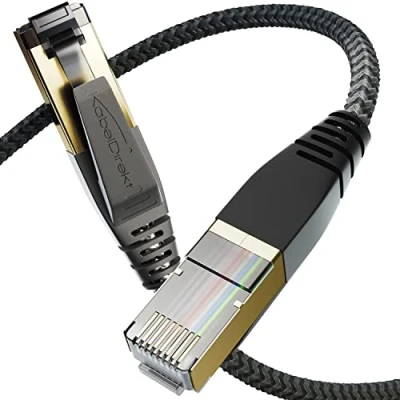 Abbildung von KabelDirekt Cat 8 Netzwerkkabel mit flexiblem &amp; bruchsicherem Flechtdesign 1 m (LAN Kabel/Ethernet Kabel, RJ45 Stecker, überträgt höchste Datenraten bis 40 Gbit/s, ideal für Gaming/PS5/Xbox)