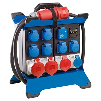 Abbildung von as Schwabe Tragbarer Stromverteiler STECKY DUO 4 CEE Stecker 400V/32A/5polig 6x Schuko, 2x 16A, 32A, USB Mobiler Adapter Verteiler Innen Außen IP44 Made in Germany, 60934