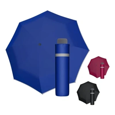 Abbildung von doppler Taschenregenschirm &quot;Mini Light up uni, Blue&quot;, mit reflektierenden Elementen am Schirmdach