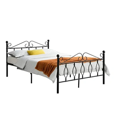Abbildung von en.casa Metallbett, »Apolda« Metallbett mit Lattenrost schwarz 140x200 cm