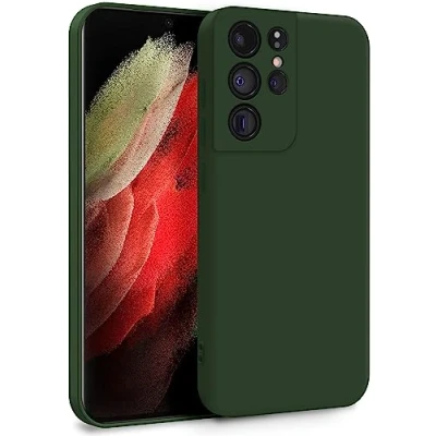 Abbildung von MyGadget Hülle für Samsung Galaxy S21 Ultra Zweilagige Handyhülle mit Kameraschutz Cover Innenfutter &amp; Silikon außen Olive Grün