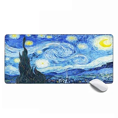 Abbildung von Gemälde Mauspad, Sternennacht, Gaming XL, hübsches erweitertes großes Schreibtischunterlage, 80 x 30 0,3 cm