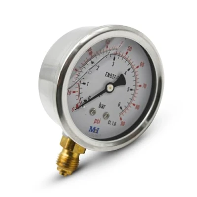 Abbildung von DOJA Barcelona Wasserdruck Manometer 0 4 Bar 1/4&quot; Glycerin Ø 63mm Vertikalanschluss Wasserdruckmanometer Messgerät, Hydraulik Druckmessgerät, Gas