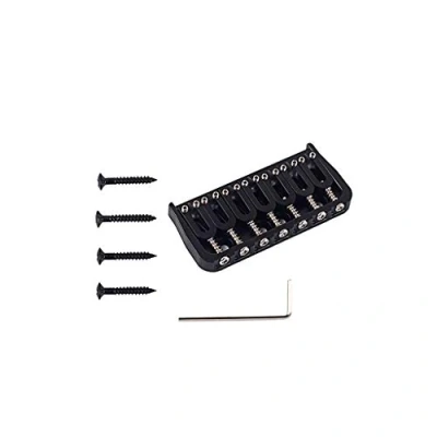 Abbildung von Alnicov 7 String Sattelbrücke, Metall Hardtail Bridges Ersatzteil für E Gitarre (Schwarz)