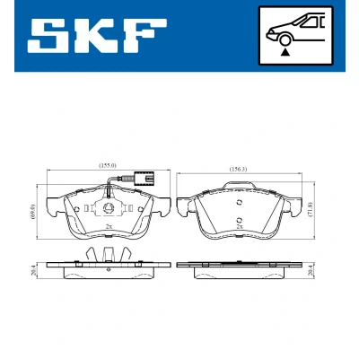 Abbildung von SKF VKBP 80432 E Bremsbelagsatz inkl. Verschleißwarnkontakt