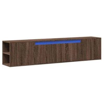 Abbildung von vidaXL TV Wandschrank mit LED, Fernsehschrank Stauraum, Fernsehtisch für Wohnzimmer Schlafzimmer, Lowboard, Braun Eichen Optik Holzwerkstoff
