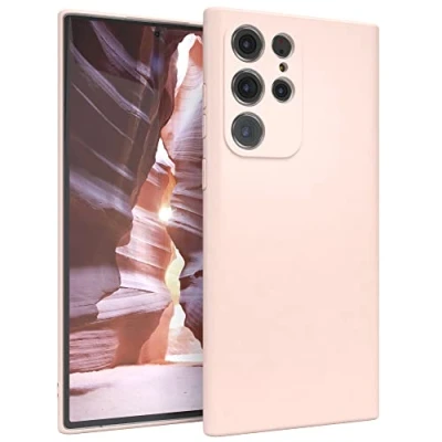 Abbildung von EAZY CASE Handyhülle Silikon mit Kameraschutz kompatibel Samsung Galaxy S22 Ultra 5G in Hellrosa, Rosa, dünn, Slimcover, Silikonhülle, Hülle, Softcase, Backcover