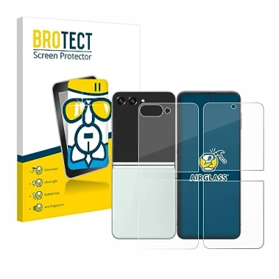 Abbildung von BROTECT Schutzglas für Samsung Galaxy Z Flip 5 (Display+Rückseite) Schutzfolie Panzer Folie Glas [Extrem Kratzfest 9H, Anti Fingerprint,