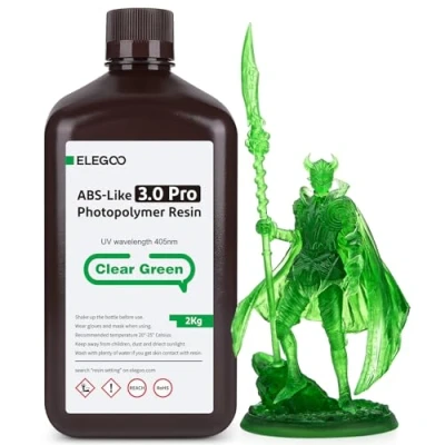 Abbildung von ELEGOO ABS Like Resin 3.0 Pro, UV Härtendes 3D mit Hohe Präzision, Nicht Spröde, Giftig für LCD/DLP Drucker Photopolymer Harz Clear Green 2000g