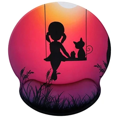 Abbildung von Hosimoln Handballenauflage, bequemes Memory Foam Mauspad mit Handgelenkstütze, rutschfeste Gummi Maus Handgelenkstütze für das Spielen 25x23 Girlcat031