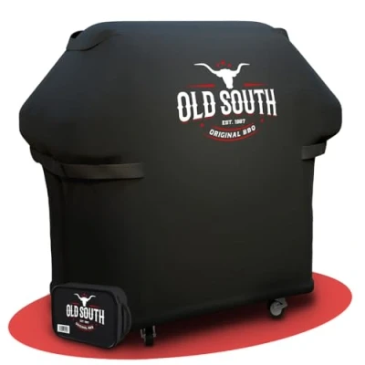 Abbildung von Old South Grillabdeckung Wetterfest Grill Abdeckhaube für Weber, Napoleon, Brinkmann, Char Broil Gasgrill BBQ Cover Schwarz (135 x 70 115 cm)