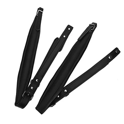Abbildung von Akkordeonriemen, Weich Verstellbare Kunstleder PU Akkordeon Schulterriemen Set für 16 120 Bass Akkordeon(Schwarz)