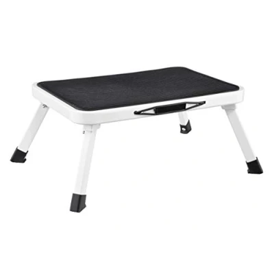Abbildung von Spetebo Tritthocker Klapptritt schwarz weiß aus Metall 38 x 26 cm, klappbar klein