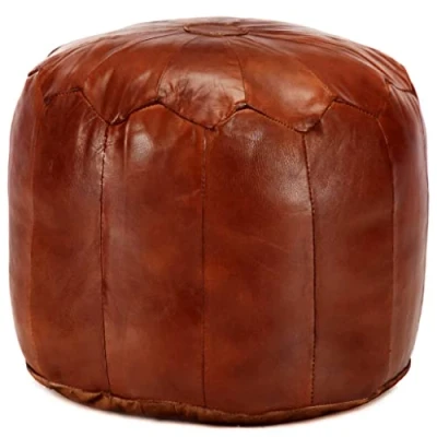 Abbildung von vidaXL Pouf Sitzpouf Sitzhocker Sitzpuff Puff Fußbank Fußhocker Bodenkissen Sitzkissen Kissen Hocker Ottoman Hellbraun 40x35cm Echtes Ziegenleder