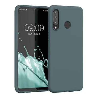 Abbildung von kwmobile Hülle kompatibel mit Huawei P30 Lite weiches TPU Silikon Case Cover geeignet für kabelloses Laden Moosgrün