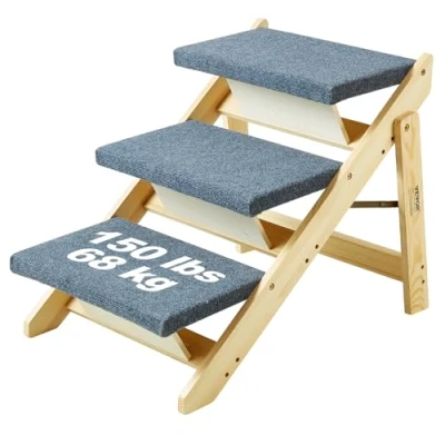 Abbildung von VEVOR Haustiertreppe Haustierstufen 3 Stufen Hundetreppe Holz 705x470x500mm