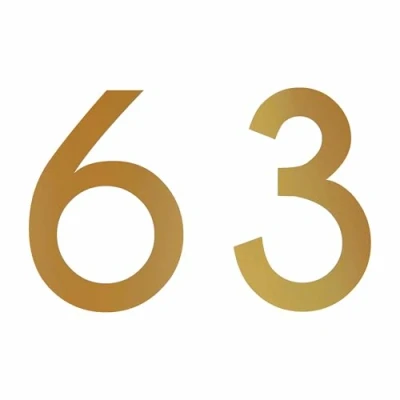 Abbildung von Zahlenaufkleber Nummer 63, Gold, 10cm (100mm) hoch, Aufkleber mit Zahlen in vielen Farben + Höhen, wetterfest