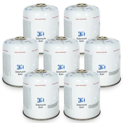 Abbildung von ZMC Gaskartusche Universal Camping Propan Butan Gas 450g Schraubventil Gaskartusche, Zubehör für Butangas Druckgasdose Gaskocher / Gaslötgeräte Abflammgeräte Eurogewinde, 7 St., Gaskartuschen 900ml Ventilkartusche Gewindeanschluß
