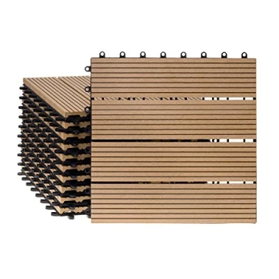 Abbildung von ventanara WPC Fliesen Holz Kunststoff 11 Stück Natur 30 x cm Standard