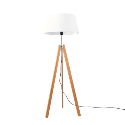 Abbildung von Quitani Textil Stehlampe Thea, Eiche, weiß