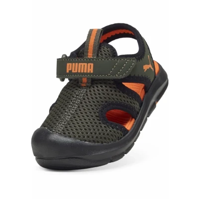 Abbildung von Puma FUN Racer Sandal Unisex Trekkingsandale für Kinder, Größe: 19, Dark olive/rickie orange/black Schuhe