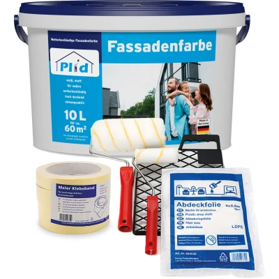 Abbildung von Fassadenfarbe Aussenfarbe Fassadenwetterschutz Anstreichset Weiß