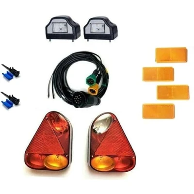 Abbildung von MelTruck® Anhängerbeleuchtung Bajonett SET 2x LED Kennzeichenleuchte 13 PIN Kabelbaum 5m
