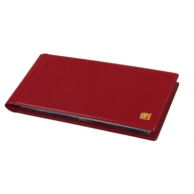 Abbildung von Safe, Taschenformat, Album (gebunden) für Münzen Ø 40 mm. (80 Stk.) 10 Blätter Rot Abm: 210x105x25 pro Stk.
